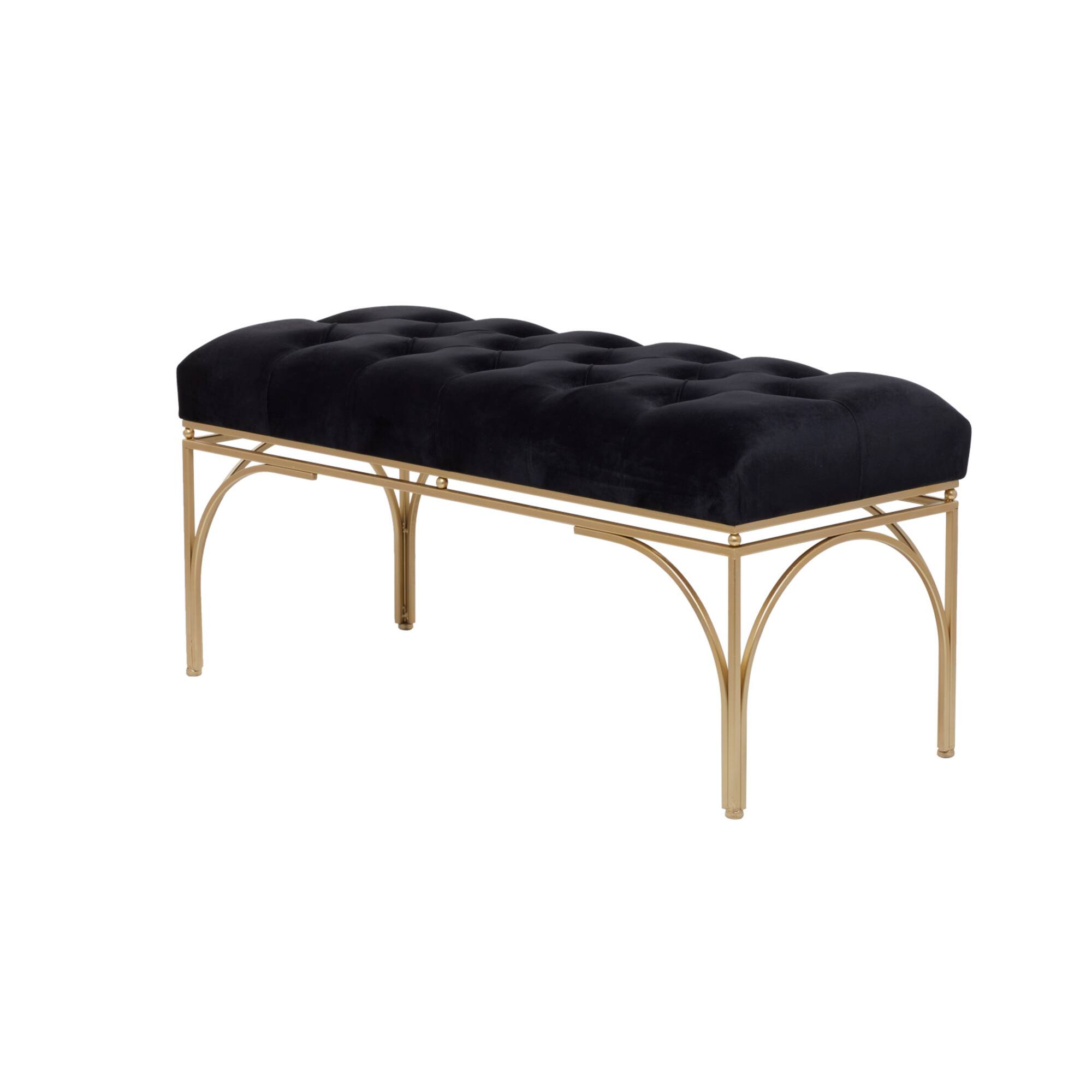 Black Metal Glam Bench, 19" x 39" x 17"